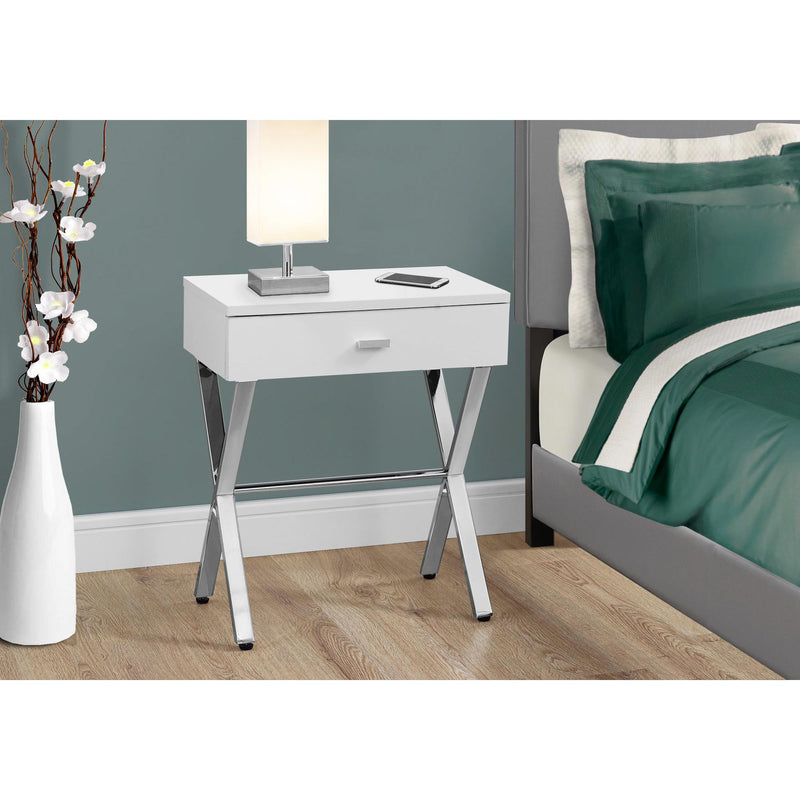 Monarch I 3262 Accent Table - Glossy White/Chrome Metal IMAGE 3