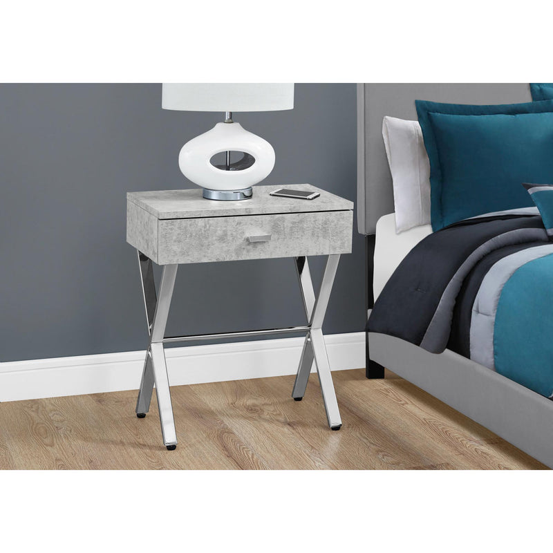 Monarch I 3264 Accent Table - Grey Cement/Chrome Metal IMAGE 3