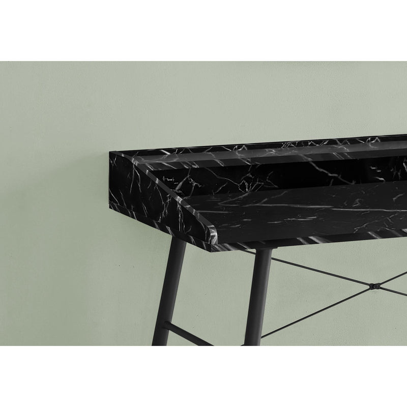 Monarch I 7542 Computer Desk - Black Marble-Look/Black Metal IMAGE 3
