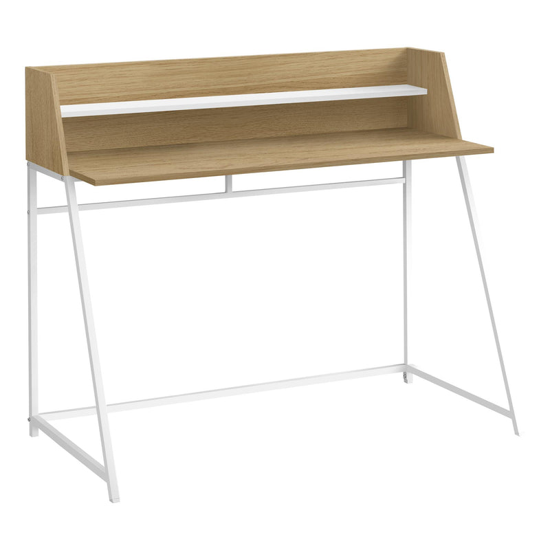 Monarch I 7543 Computer Desk - Natural/White Metal IMAGE 1