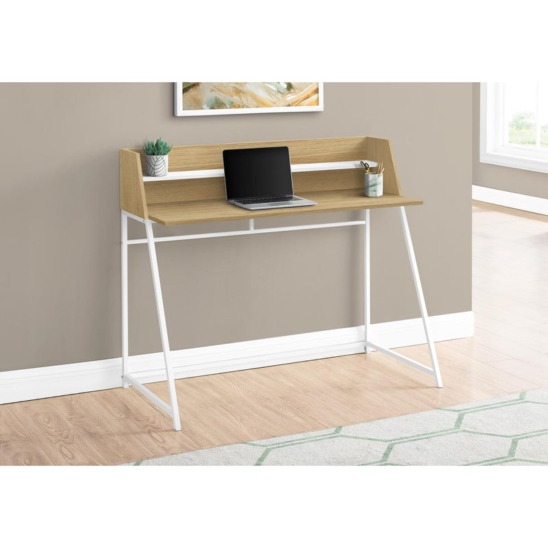 Monarch I 7543 Computer Desk - Natural/White Metal IMAGE 2