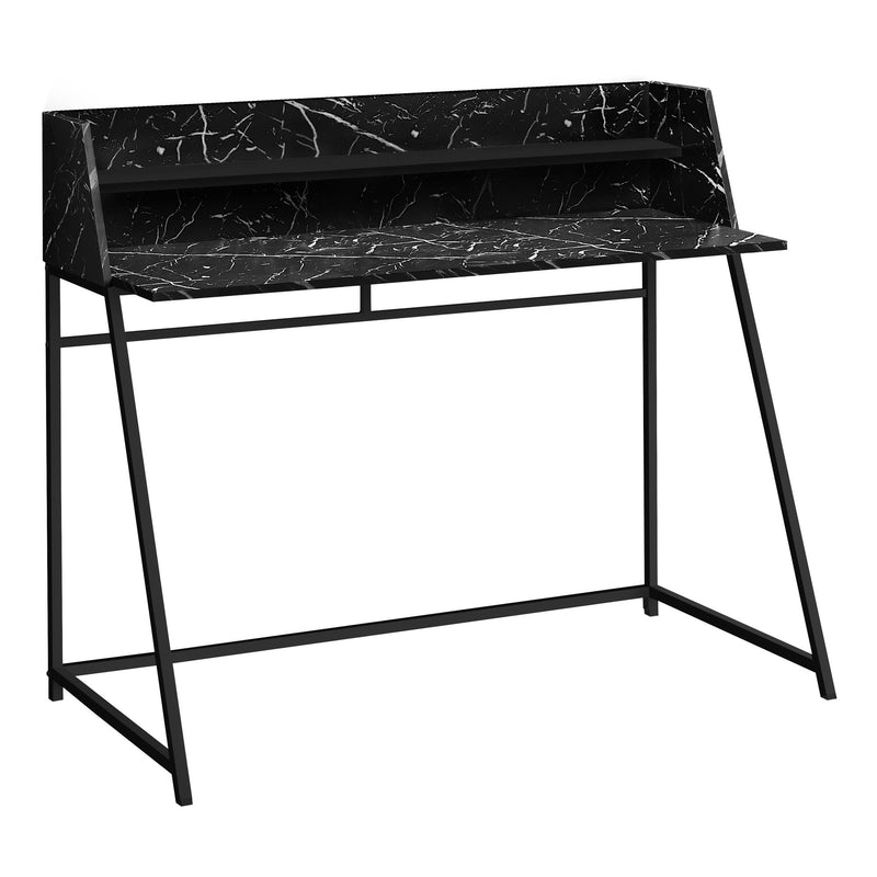 Monarch I 7544 Computer Desk - Black Marble-Look/Black Metal IMAGE 1