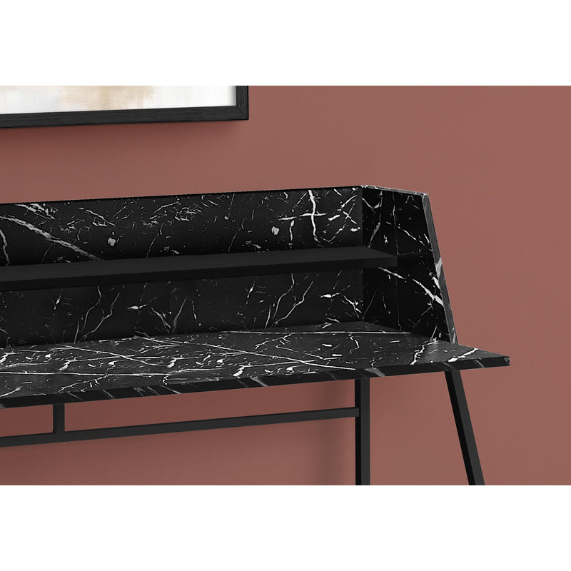 Monarch I 7544 Computer Desk - Black Marble-Look/Black Metal IMAGE 3