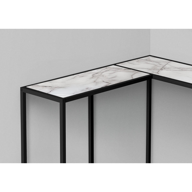 Monarch I 2159 Accent Table - White Marble/Black IMAGE 3