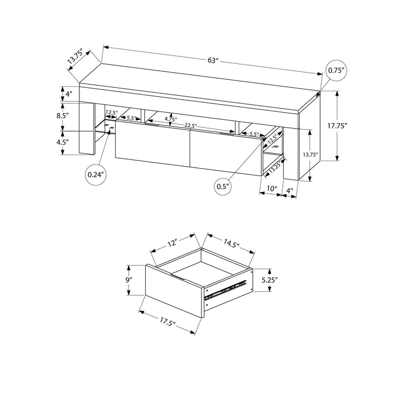 Monarch I 3548 TV Stand - High Glossy White IMAGE 11