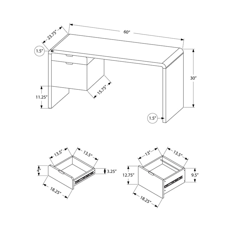 Monarch I 7581 Computer Desk - High Glossy White IMAGE 11