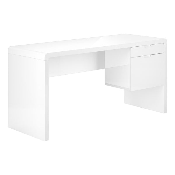 Monarch I 7581 Computer Desk - High Glossy White IMAGE 1