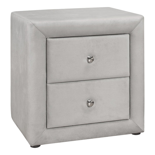 Monarch I 5606 21"H / Light Grey Velvet Night Stand IMAGE 1