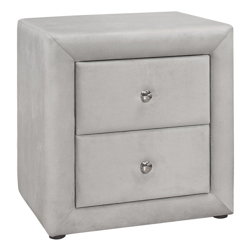 Monarch I 5606 21"H / Light Grey Velvet Night Stand IMAGE 1