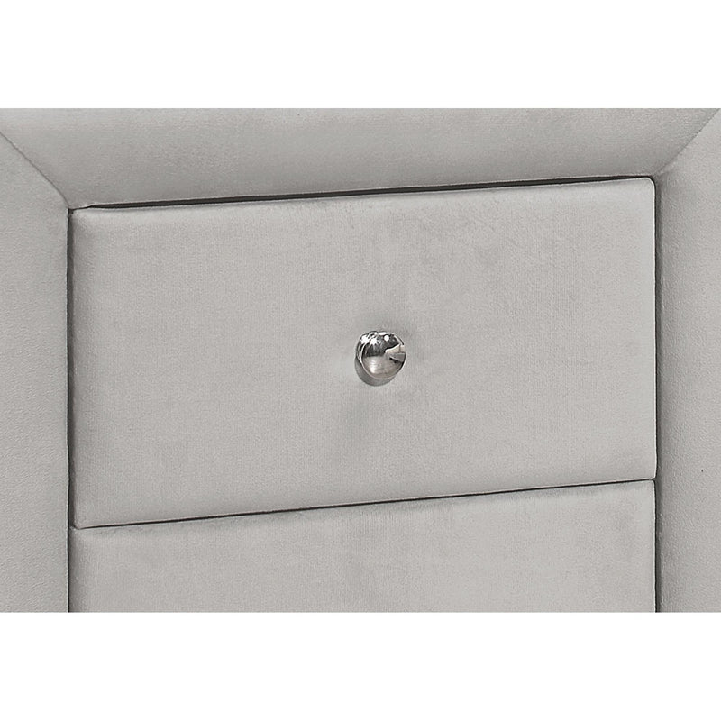 Monarch I 5606 21"H / Light Grey Velvet Night Stand IMAGE 3