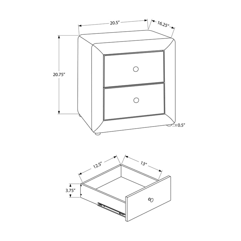 Monarch I 5606 21"H / Light Grey Velvet Night Stand IMAGE 5