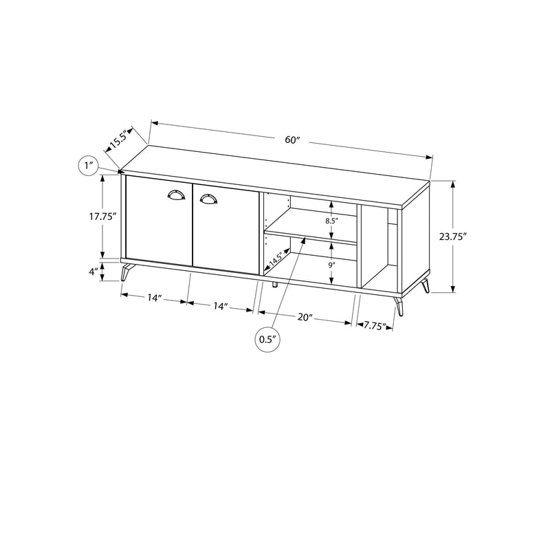 Monarch I 2841 60" TV Stand - White/Grey Cement-Look IMAGE 5