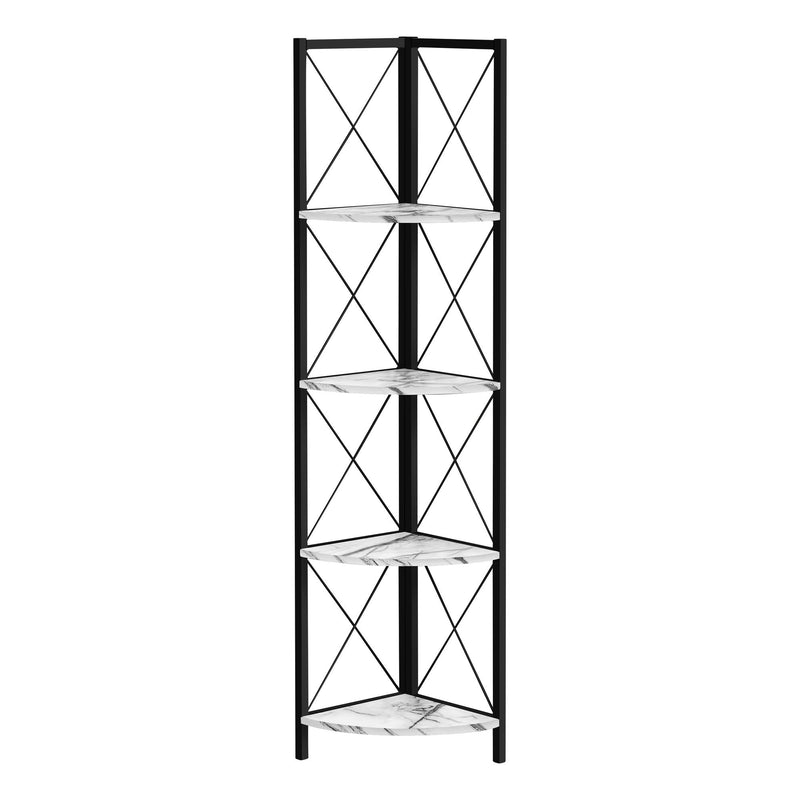 Monarch I 3651 60" Bookcase - White Marble/Black IMAGE 1