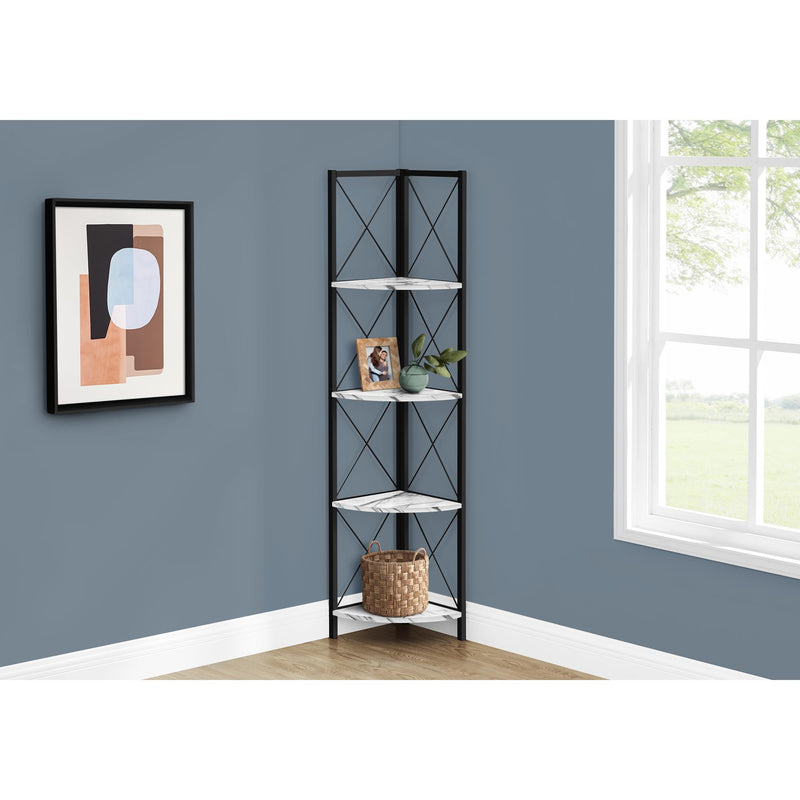 Monarch I 3651 60" Bookcase - White Marble/Black IMAGE 2