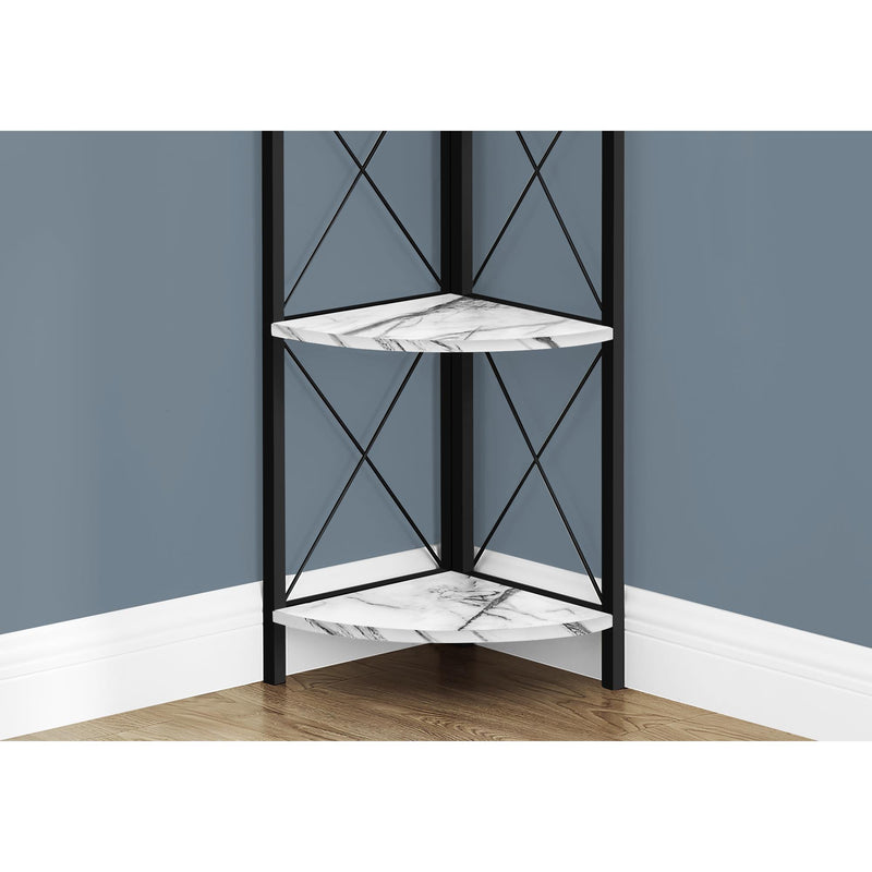 Monarch I 3651 60" Bookcase - White Marble/Black IMAGE 3