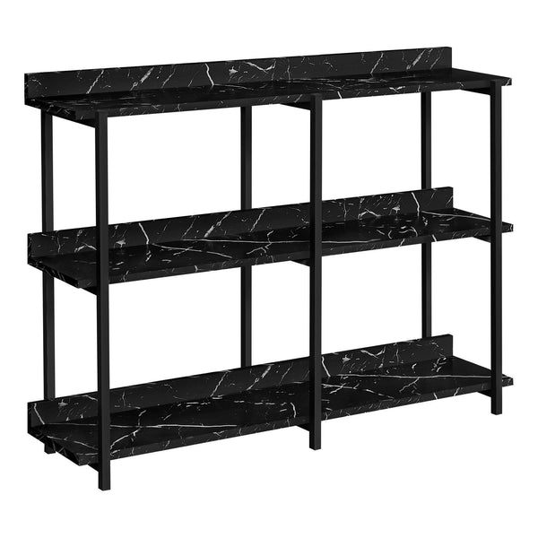 Monarch I 2220 Accent Table - 48"L Black Marble/Black Metal Console IMAGE 1
