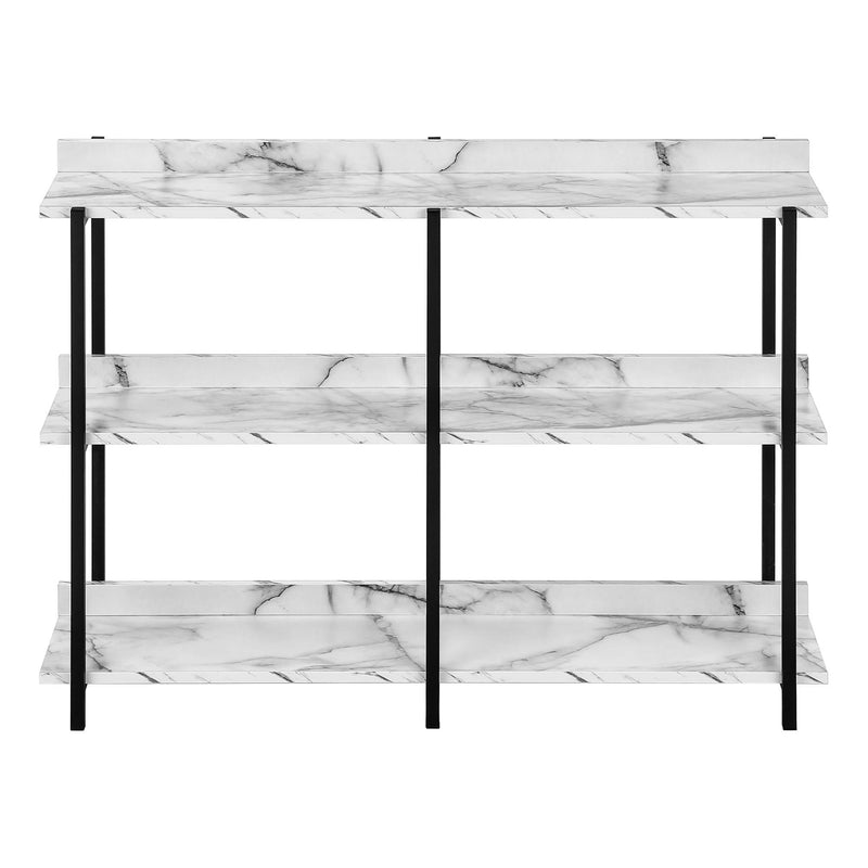 Monarch I 2221 Accent Table - 48"L White Marble/Black Metal Console IMAGE 2