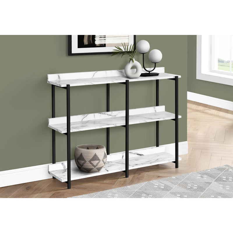 Monarch I 2221 Accent Table - 48"L White Marble/Black Metal Console IMAGE 8