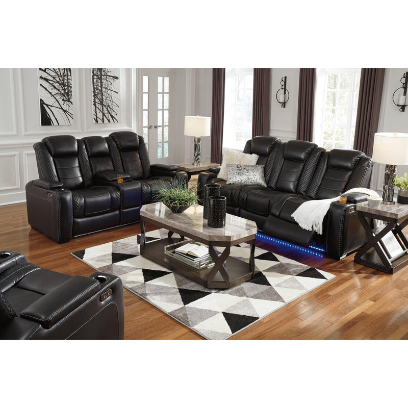 Signature Design by Ashley Party Time Power Reclining Leather Look Loveseat with Console 3700318C IMAGE 17