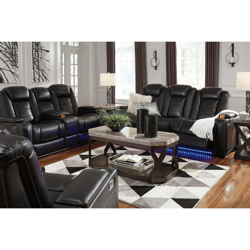 Signature Design by Ashley Party Time Power Reclining Leather Look Loveseat with Console 3700318C IMAGE 18