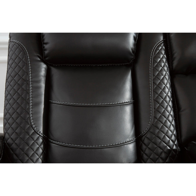 Signature Design by Ashley Party Time Power Reclining Leather Look Loveseat with Console 3700318C IMAGE 8