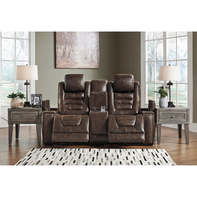 Signature Design by Ashley Game Zone Power Reclining Leather Look Loveseat with Console 3850118C IMAGE 4