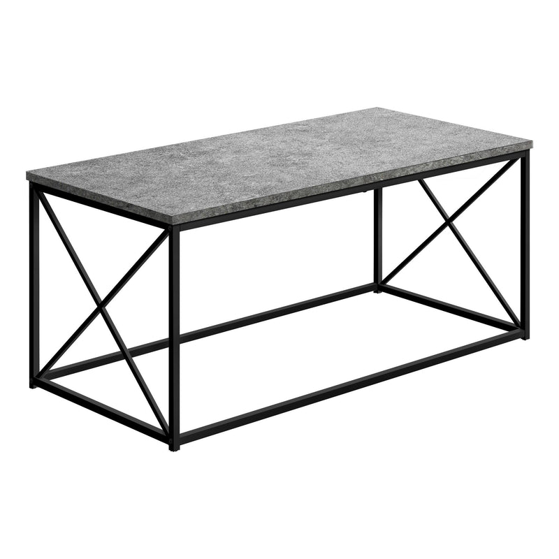 Monarch I 3785 Coffee Table - Grey Stone-Look/Black Metal IMAGE 1