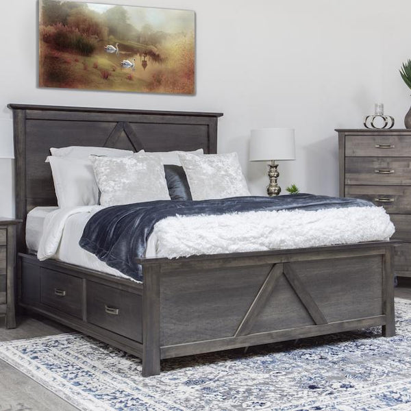 Mako Wood Furniture Megan Queen Bed with Storage Megan M-6000-ST-Q Queen Storage Bed - Semi-Grey IMAGE 1