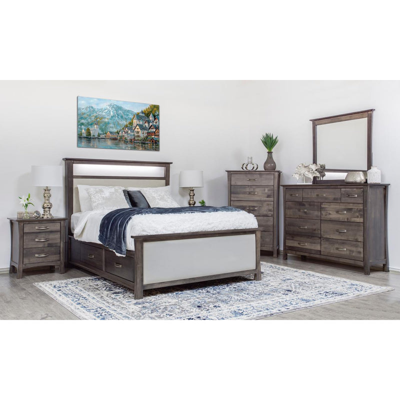 Mako Wood Furniture Megan Queen Upholstered Bed with Storage Megan M-6000-ST-UP-Q Queen Upholstered Storage Bed - Semi-Grey IMAGE 2