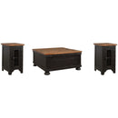  Signature Design by Ashley Valebeck T468T1 Coffee Table and 2 Chairside End Tables IMAGE 1