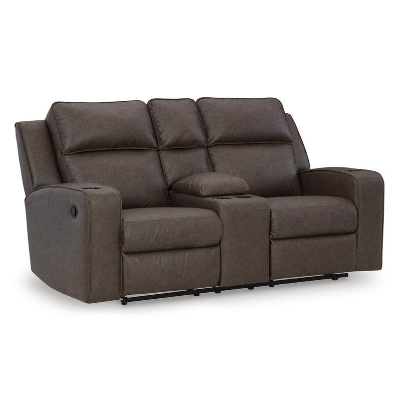 Signature Design by Ashley Lavenhorne Reclining Leather Look Loveseat with Console 6330694C IMAGE 1