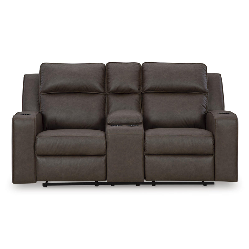 Signature Design by Ashley Lavenhorne Reclining Leather Look Loveseat with Console 6330694C IMAGE 3