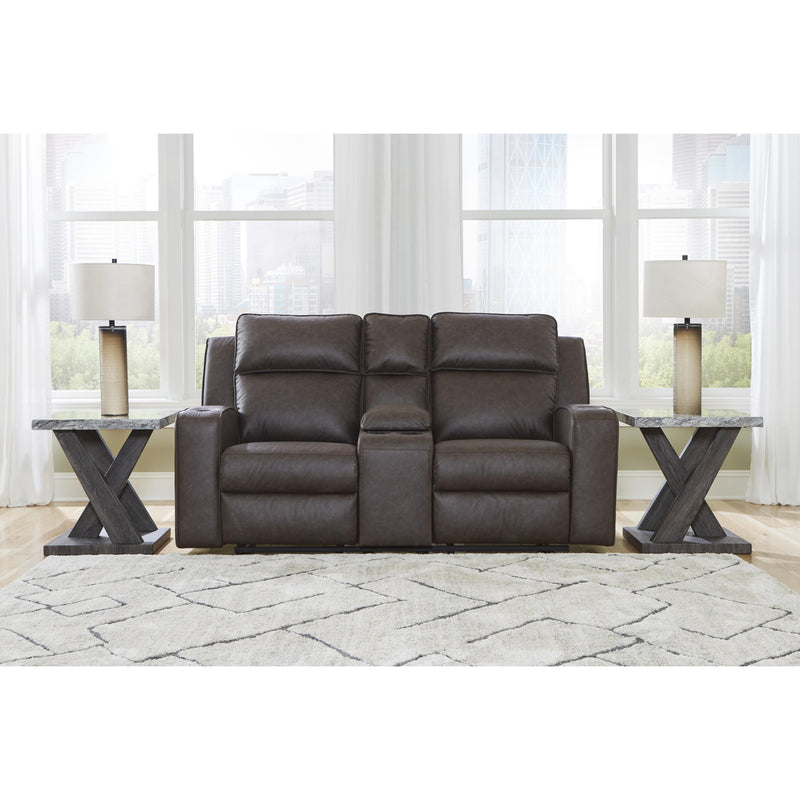 Signature Design by Ashley Lavenhorne Reclining Leather Look Loveseat with Console 6330694C IMAGE 6