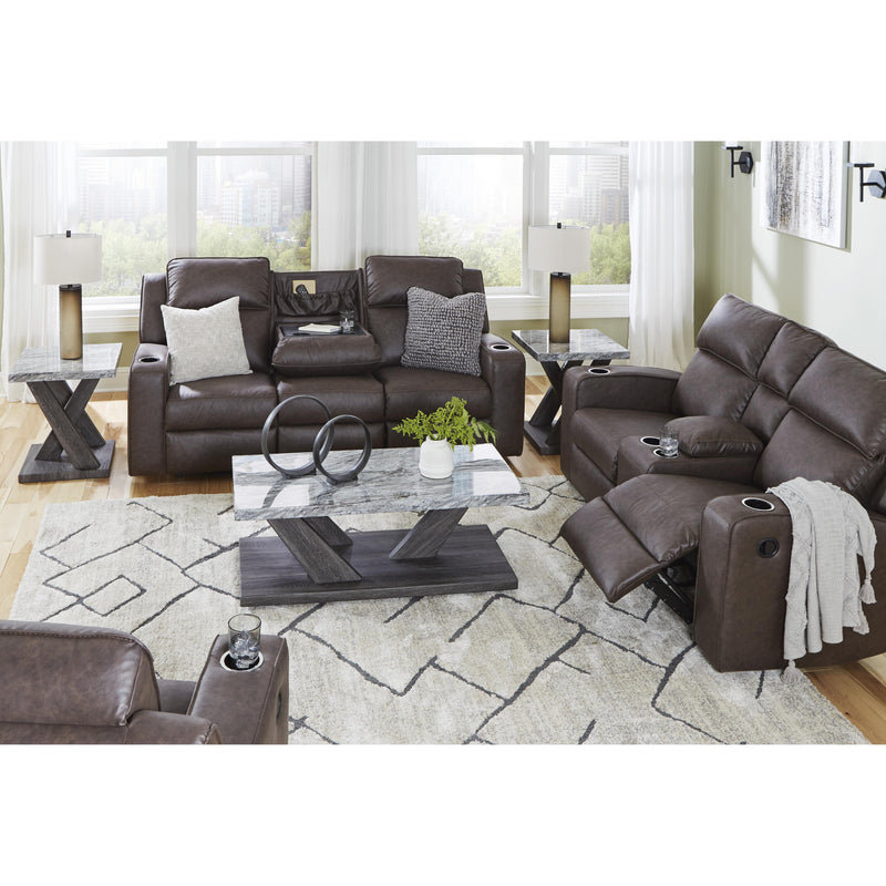 Signature Design by Ashley Lavenhorne Reclining Leather Look Loveseat with Console 6330694C IMAGE 9