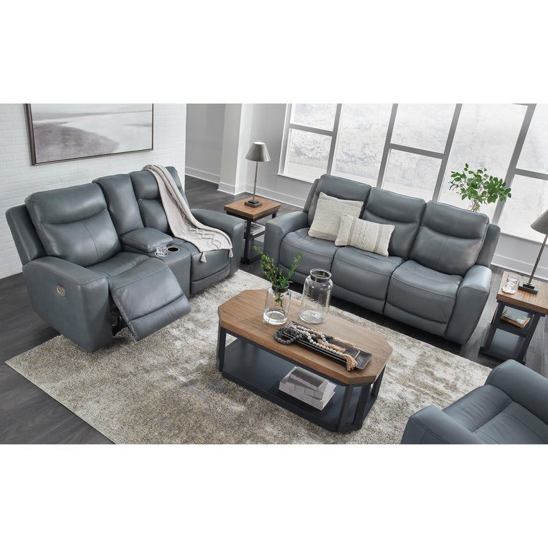 Signature Design by Ashley Mindanao Power Reclining Leather Match Loveseat with Console U5950418C IMAGE 12