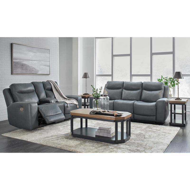 Signature Design by Ashley Mindanao Power Reclining Leather Match Loveseat with Console U5950418C IMAGE 14