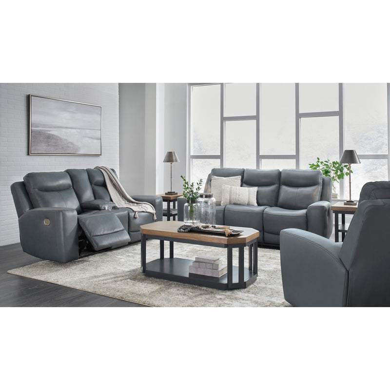 Signature Design by Ashley Mindanao Power Reclining Leather Match Loveseat with Console U5950418C IMAGE 17