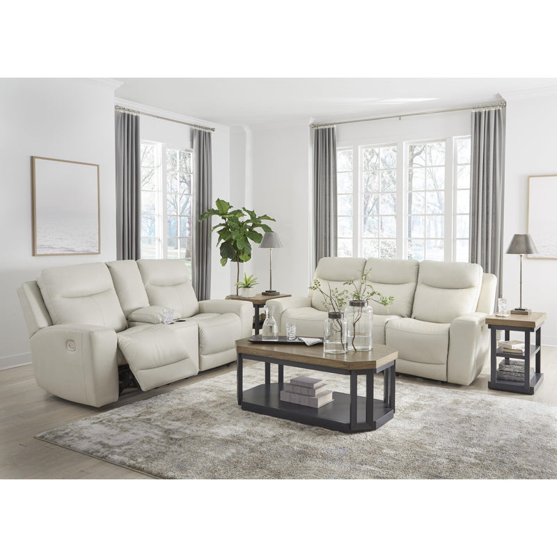 Signature Design by Ashley Mindanao Power Reclining Leather Match Loveseat with Console U5950518C IMAGE 10