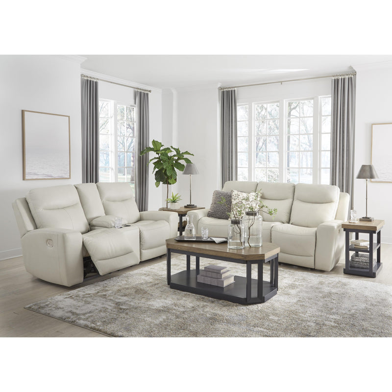 Signature Design by Ashley Mindanao Power Reclining Leather Match Loveseat with Console U5950518C IMAGE 11