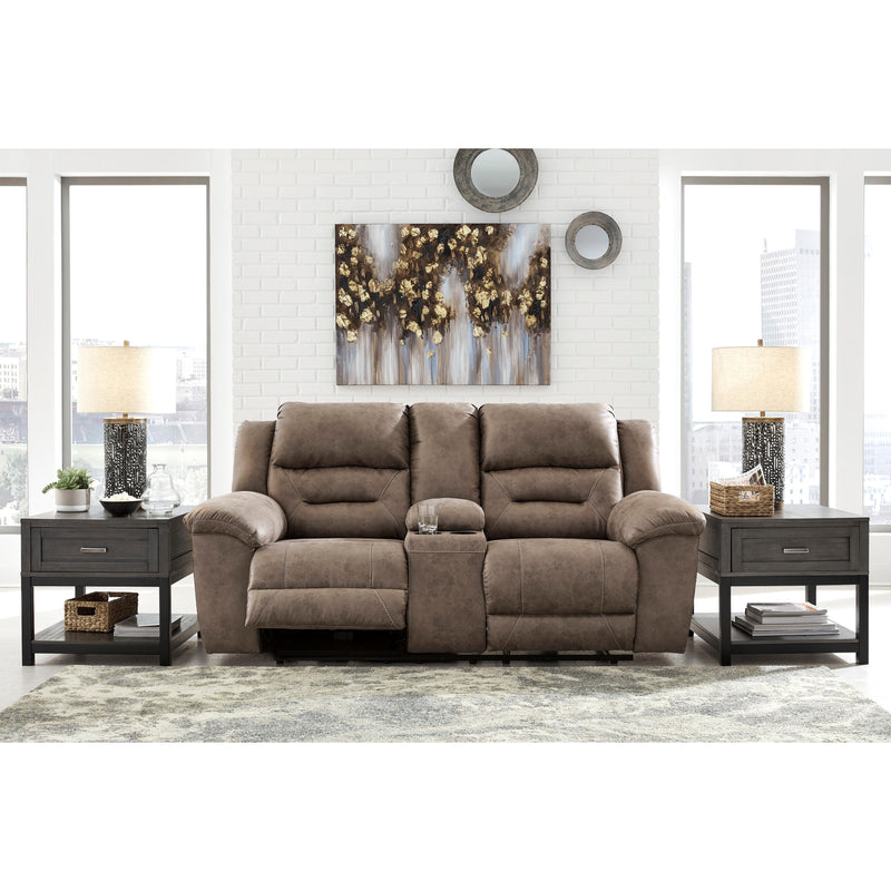 Signature Design by Ashley Stoneland Reclining Leather Look Loveseat with Console 3990594C IMAGE 4