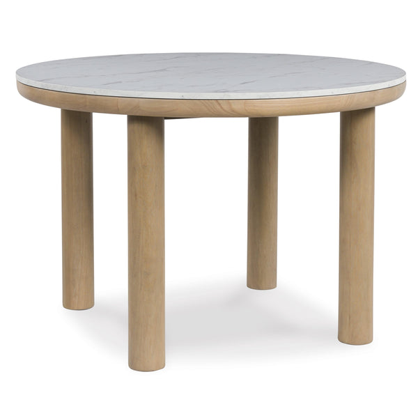 Signature Design by Ashley Round Sawdyn Dining Table with Faux Marble Top D427-15 IMAGE 1