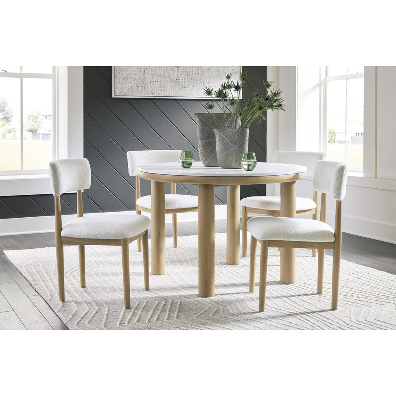 Signature Design by Ashley Round Sawdyn Dining Table with Faux Marble Top D427-15 IMAGE 7