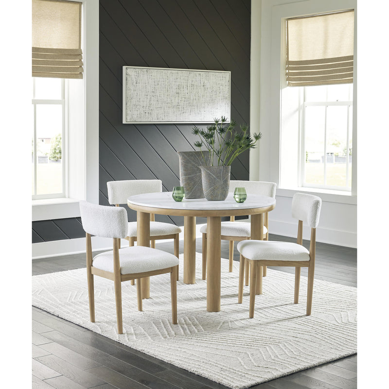 Signature Design by Ashley Round Sawdyn Dining Table with Faux Marble Top D427-15 IMAGE 8