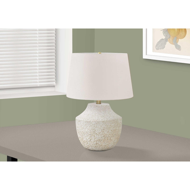 Monarch I 9729 Table Lamp - Cream Concrete / Ivory Shade IMAGE 2