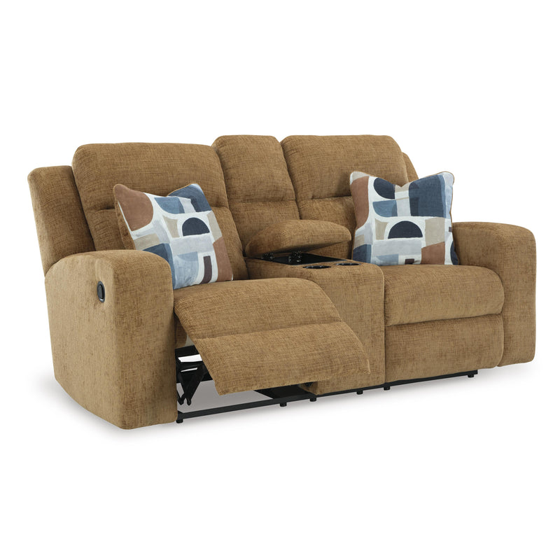 Signature Design by Ashley Kanlow Reclining Fabric Loveseat with Console 3860594C IMAGE 2