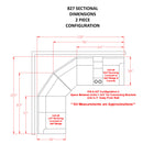 2 PC Brown Fabric Double Reclining Sectional