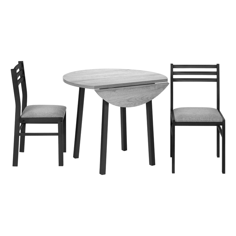Monarch I 1007 3 pc Dining Set - Grey/Black IMAGE 2