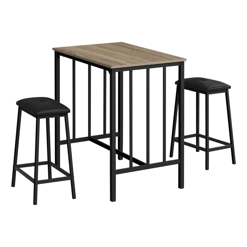 Monarch I 1143 3 pc Dining Set - Dark Taupe/Black IMAGE 1