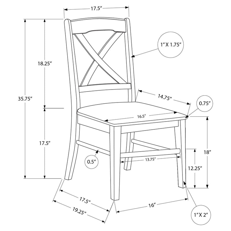 Monarch I 1325 Set of 2 Dining Chairs - Cream/Oak IMAGE 5