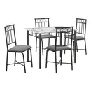 Monarch I 1014 5Pcs Dinette - White Marble Top/Black Metal IMAGE 2